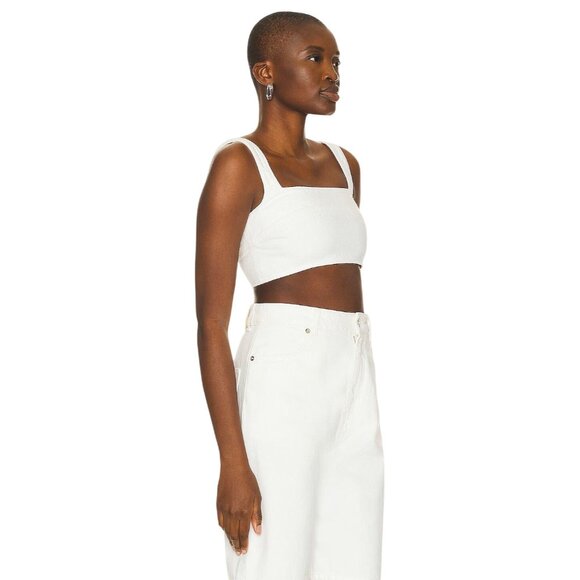 Loulou Studio Anet Bra Top in Ivory XSmall New Womens Denim Crop Tank - Picture 3 of 16